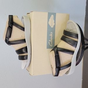 Clarks new black sillian spade sandal size 8m